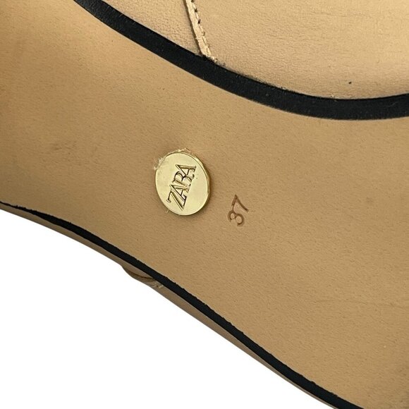 Zara Womens High Heel Ankle Boots Booties Tan Back Zipper EU 37 US 6.5 Mob Wife - Picture 12 of 16